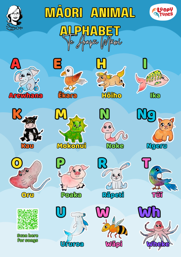 'Māori Animal Alphabet' A3 Poster